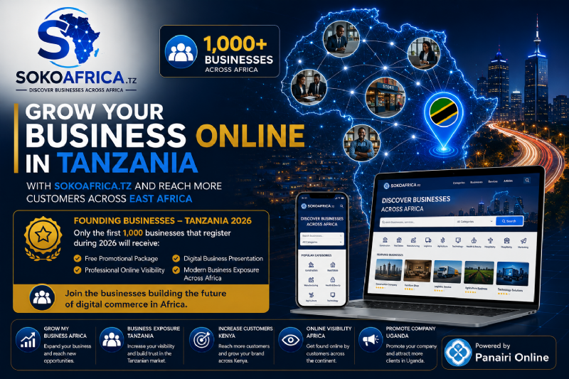 Grow Your Business Online in Tanzania with SokoAfrica.tz and Reach More Customers Across East Africa  Discover Businesses Across Africa – Powered by Panairi Online